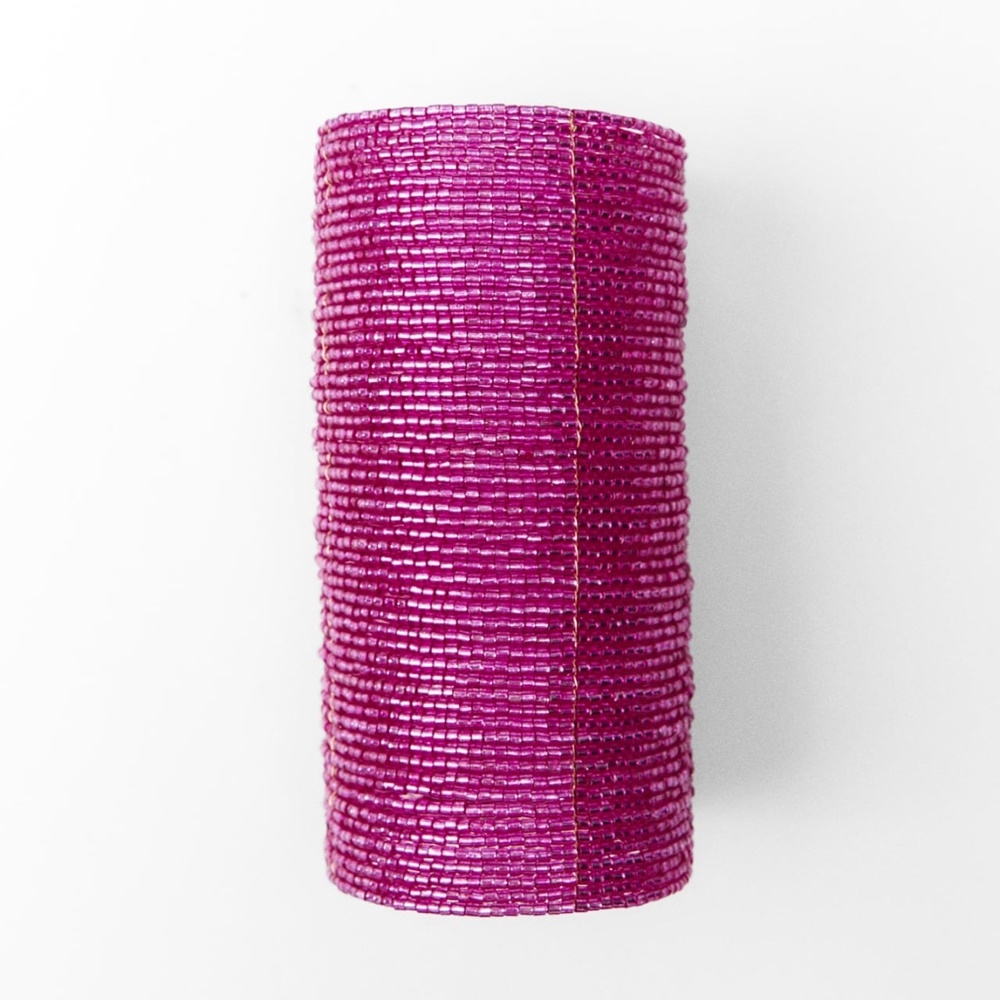 Zara Beaded Cuff Bracelet in Bright Magenta